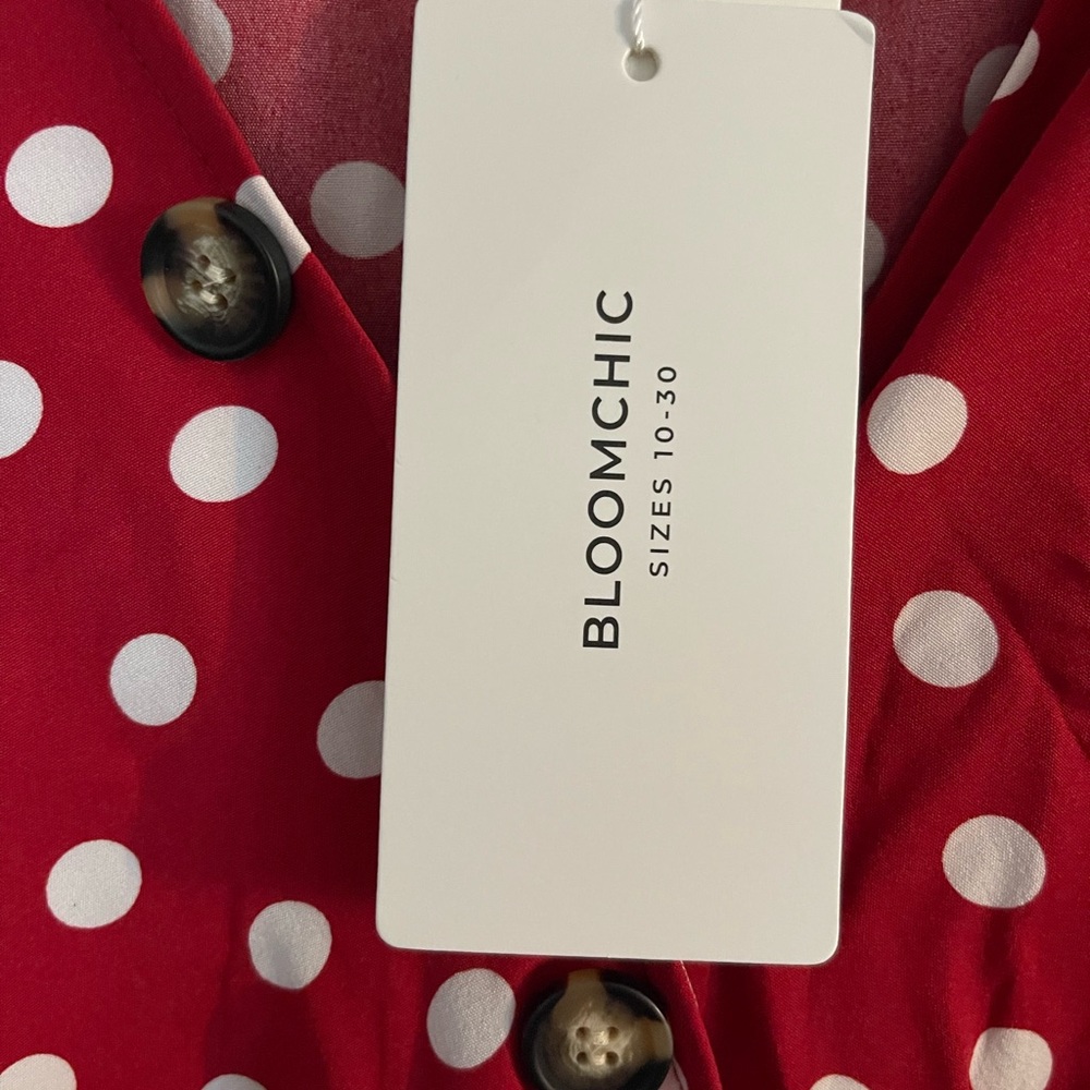NWT • Bloom Chic • Polka Dot Wrap Asymmetrical Hem Dress • size 18/20